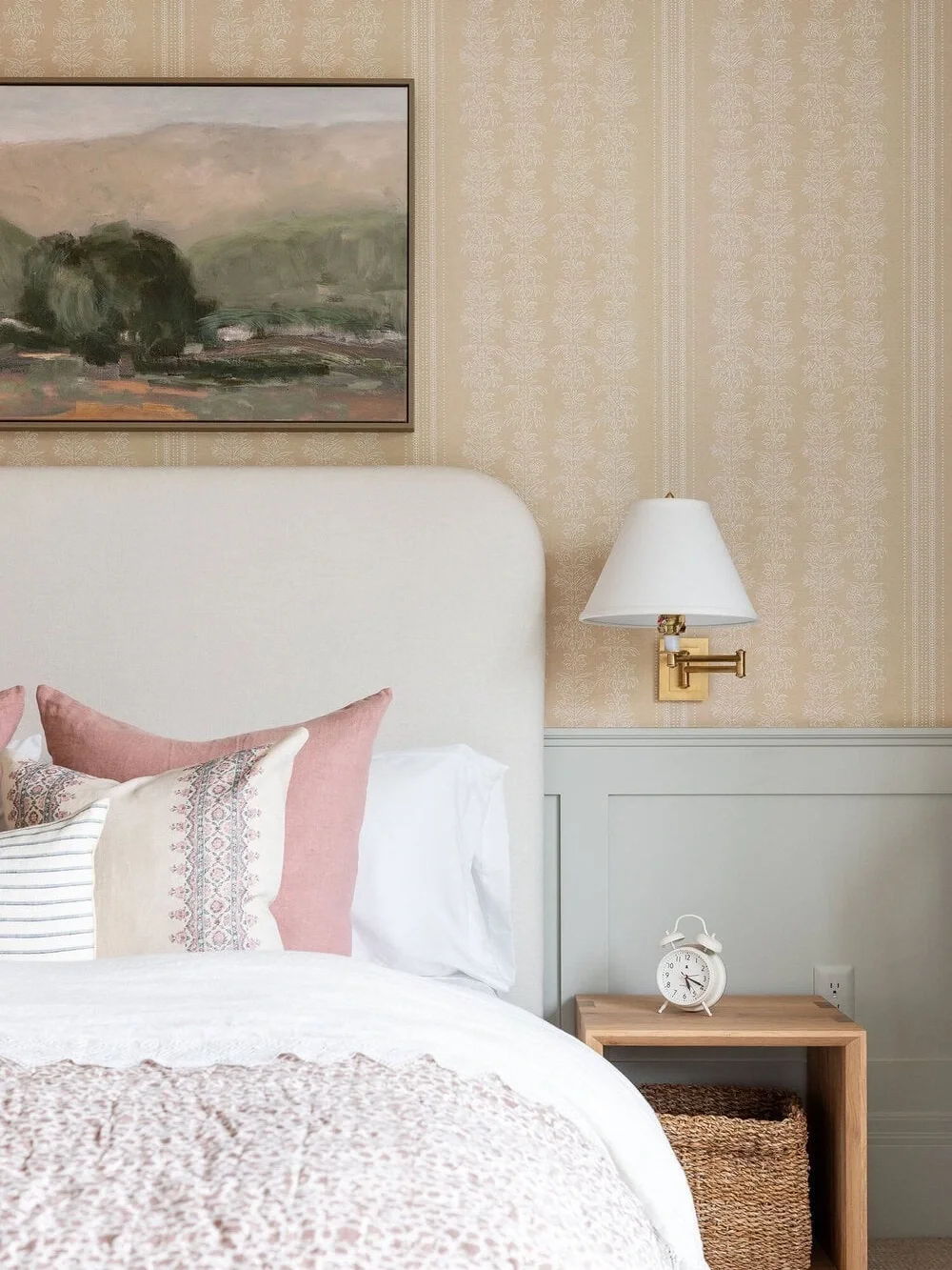 Demi Floral Stripe Beige Wallpaper McGee & Co